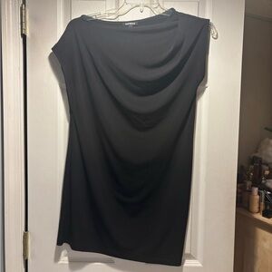 Express Black Draped Neck Midi Dress